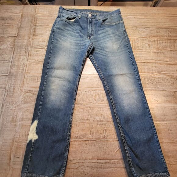 Levi 559 Mens 35x31 Blue Relaxed Straight Leg Jeans Distressed - Picture 1 of 12